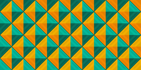 Orange and azure diamonds. Vector pattern of repeating rhombuses. For print and interior, wallpaper and textiles.