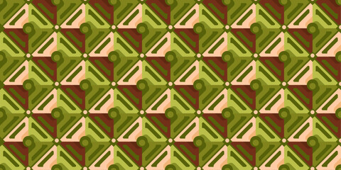 Olive colored diamonds. Vector pattern of repeating rhombuses. For print and interior, wallpaper and textiles.