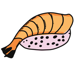 Shrimp Sushi drawing cartoon, Sushi for cooking and food