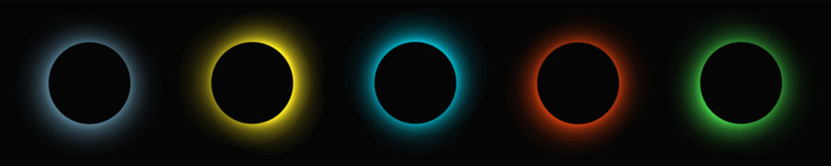 Obraz premium Set of circle illuminate light frames with color gradient