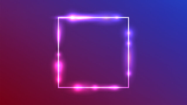Neon square frame with shining effects