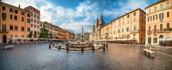 Piazza Navona panorama in Rome. Italy - obrazy, fototapety, plakaty