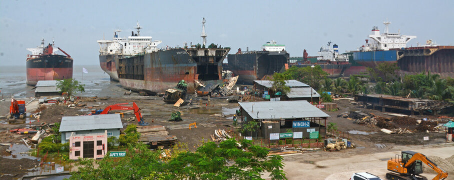 Sitakunda,Chittagong,Bangladesh 30th May 2016: Inside of Ship breaking yard chittagong,Bangladesh. Ship breaking industry has expanded very fast in Bangladesh. Workers are working in the yard.