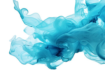 The magical form of abstract blue-green smoke on white background, genarative ai