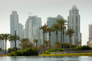 DUBAI, UAE - NOVEMBER 13: High rise buildings and streets nov 13. 2012  in Dubai, UAE. Dubai was...