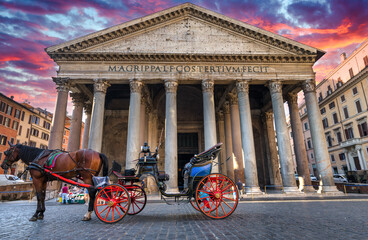 Pantheon at sunrise in Rome, Italy