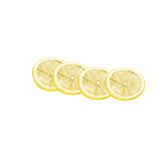 Set of flying cut fresh juicy lemon 