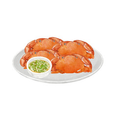 Cooked crabs on  plate 