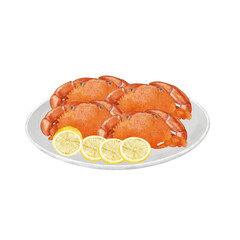 Cooked crabs on  plate 