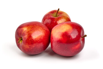 Shiny red apples, isolated on white background.