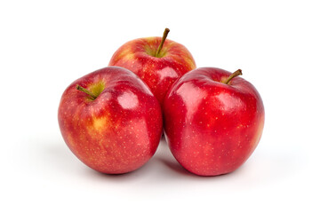 Shiny red apples, isolated on white background.