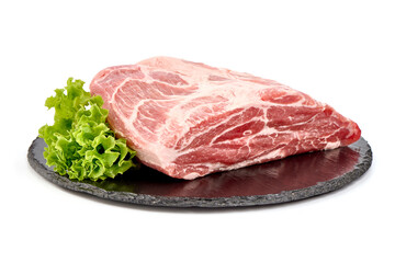 Pork shoulder meat, isolated on white background.