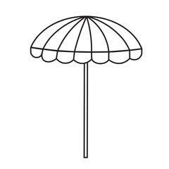 Obraz premium Outline Beach Umbrella Design Isolated on White Background. Vector Flat Line Design Element. Summer Time Equipment. Swimming pool Umbrella Protect from summer's hot sun. Beach parasol icon. 