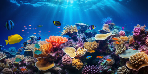 Naklejka na ściany i meble underwater image representing the vibrant marine life