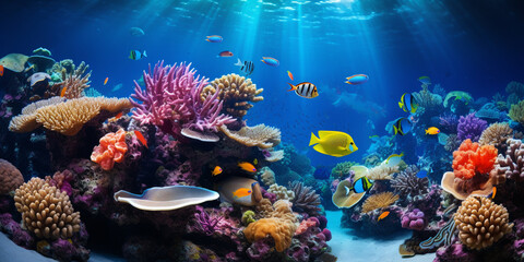 Naklejka na ściany i meble underwater image representing the vibrant marine life