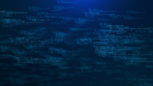 4K programming computer script code abstract technology background of software developer blockchain concept. Running hud. intro, screensaver. Security hacking. virtual space. Data flow