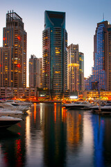 Fototapeta premium Nightlife in Dubai Marina. UAE. November 16, 2012