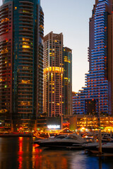 Fototapeta na wymiar Nightlife in Dubai Marina. UAE. November 16, 2012