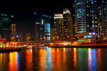 Obraz na płótnie Canvas Nightlife in Dubai Marina. UAE. November 16, 2012