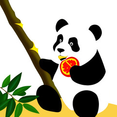Panda Eating a Tomatoes
