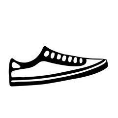 Beautiful hand-drawn fashion vector illustration of sport sneakers isolated on a white background for coloring book