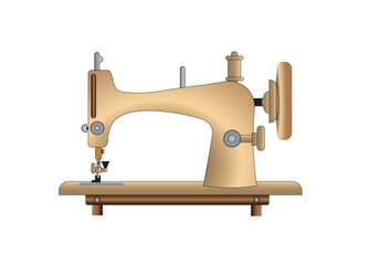Old fashioned sewing machine on a white background. Vector illustration