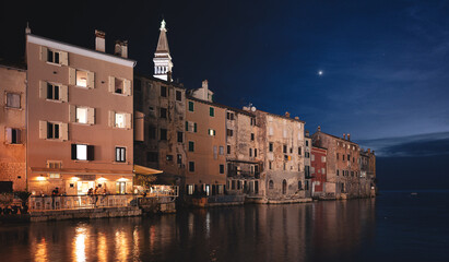 Obraz premium Night view on famous Rovinj, Croatia