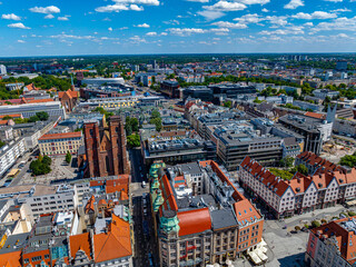 Fototapeta na wymiar Aerial view of the old town in Europe