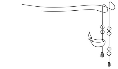 diwali outline lamp. hinduism spiritual religion festival light