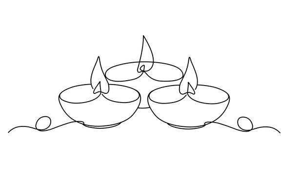 candles hinduism india festival light. diwali vector line art background