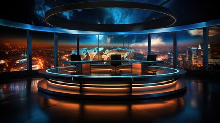 News Studio Background Generic Setting for News Anchor