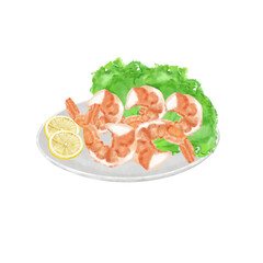 Cooked shrimp with full shell isolated