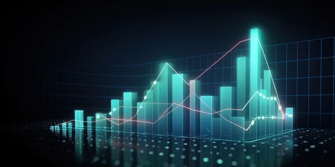 Glowing chart of investment financial data. Graph of financial growth. Business concept of investing wisely and increasing wealth. Generative AI