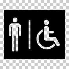 Restroom men and wheelchair wc symbol, flat web button, toilet vector illustration information