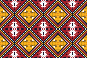 Geometric ethnic oriental pattern design. Design for background, wallpaper, fabric, clothing, scarf, handkerchief, carpet. Abstract background. colorful boho motif on blue background. Vector illustrat