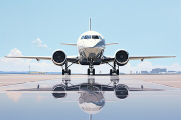 Naklejka premium Airplane parked at the airport - AI Generated