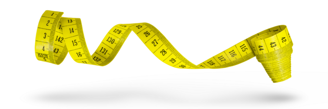 Measuring tape isolated on white background. Tape for measuring sizes in centimeters, yellow. The concept of diet, weight loss or distance measurement.