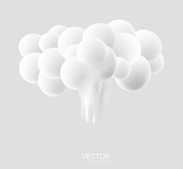 3d icon of nuclear explosion bomb. Explosion with cloud of fire isolated icon, game animation. Boom effect with smoke