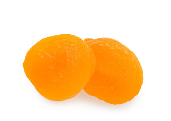 Tasty dried apricots on white background