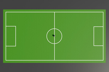 Top view of Soccer ball, Football , on football field line, Colorful graphic style, 3D render