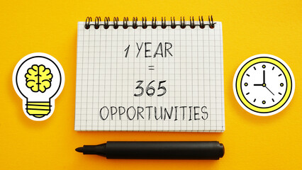 One Year Equals 365 Opportunities is shown using the text