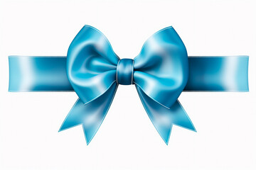 Blue ribbon bow isolated on white background