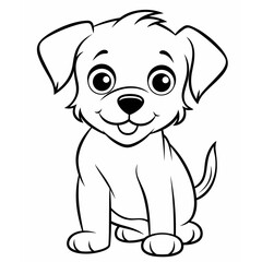 Fototapeta premium Dog, dog cartoon, dog black and white, line, cute, puppy, coloring page, coloring book