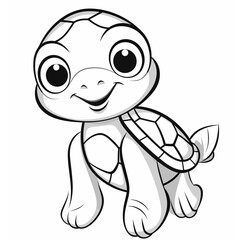 Turtle, turtle cartoon, turtle black and white, line, cute