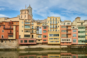 Fototapeta premium View of old town Girona, Catalonia, Spain, Europe. Summer travel.