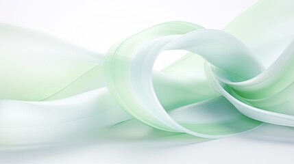Wavy green fiber ribbon and bump with pure white background, soft curve dynamics and a delicate color gradient.