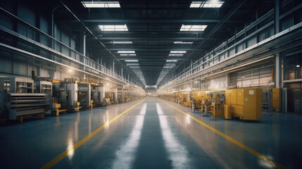 Empty of modern factory for manufacturing production plant or large warehouse. Generative Ai