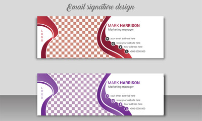 vector business multi purpose email signature template, e sign, mail, footer, contact info design 