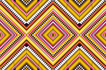 seamless pattern design geometric square triangle circle tribal fabric indian turkish african popular wave ethnic vactor black pink yellow white design for textile print wallpaper