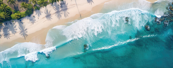 Aerial view of tropical beach. wide banner or panorama photo